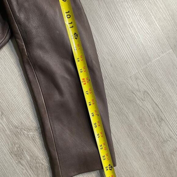 Vintage Preston & York Chocolate Brown Leather Lambskin Jacket Coat Womens Large - Picture 8 of 9